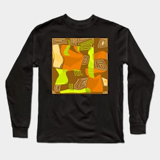 Mazipoodles Psychedelic Egyptian Collage Cinnamon Brown Lime Green Long Sleeve T-Shirt